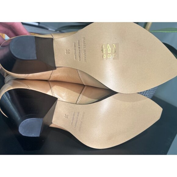 Isabel Marant Darizo Leather Western Booties Natural Tan Womens Size 37 - Picture 13 of 15